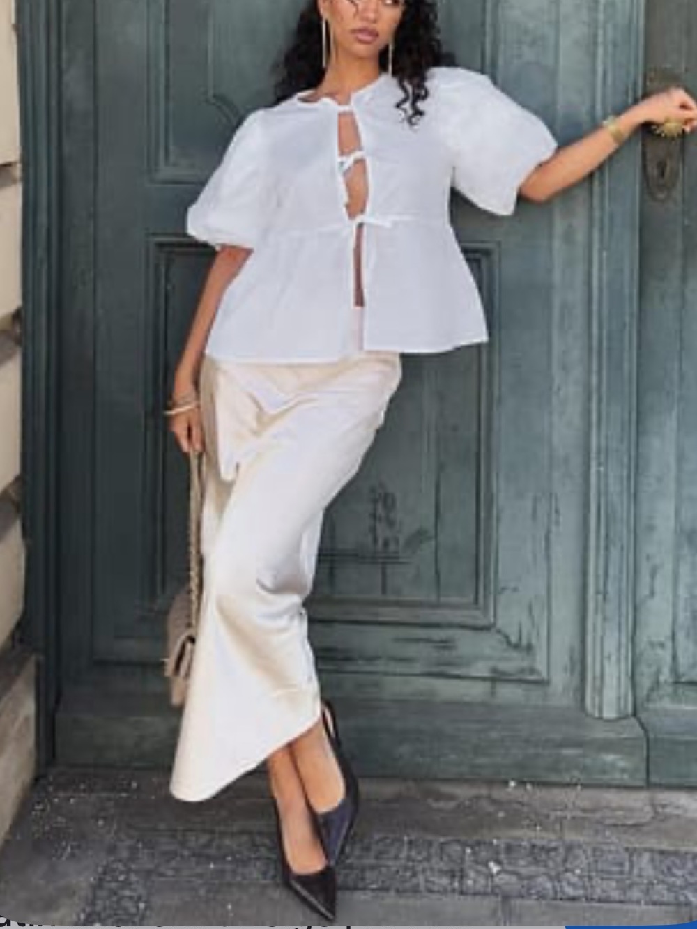 DANAE x NA-KD NWT Side Slit Satin Skirt in Light Beige Midi size 38 Minimalist